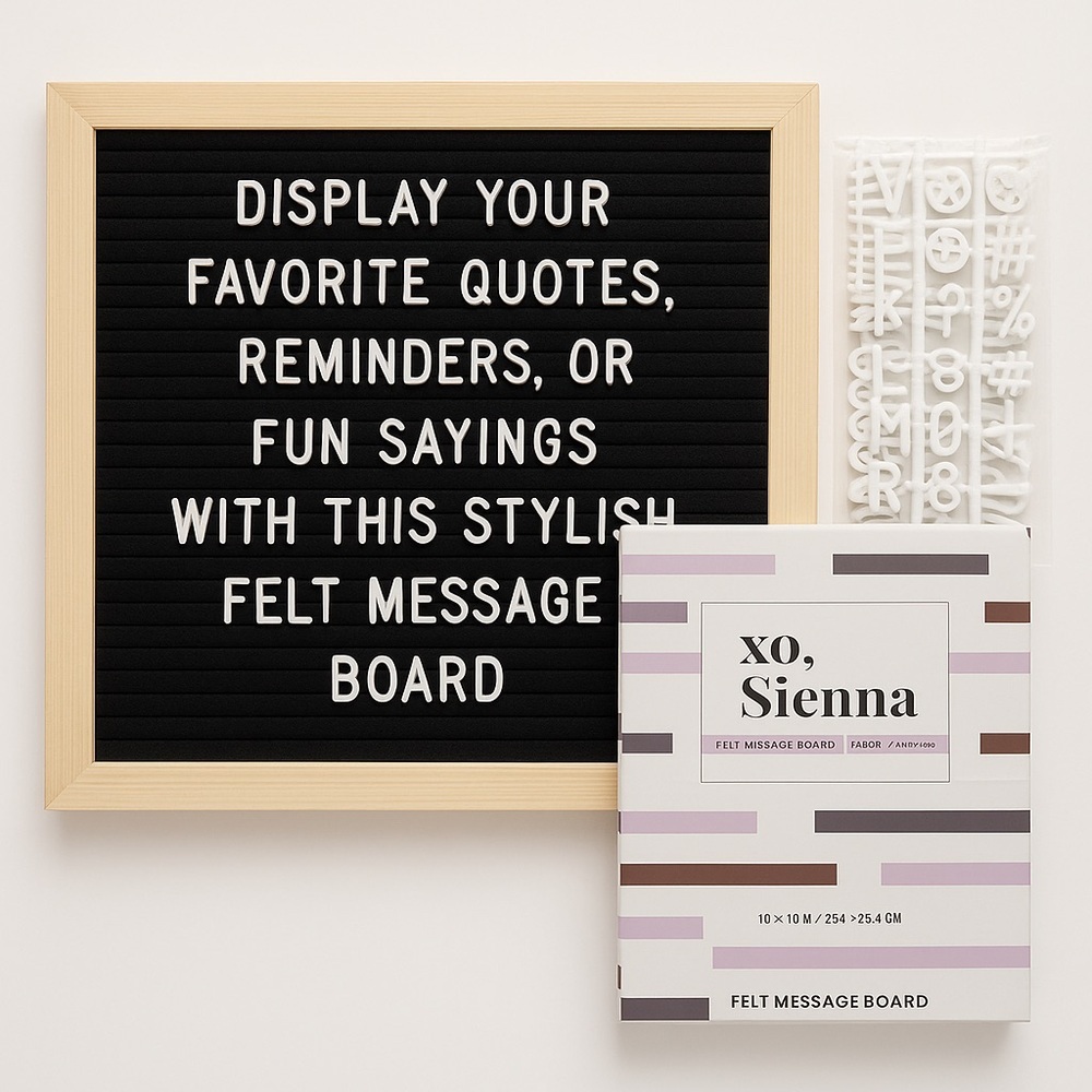 xo Sienna Felt Message Board 10x10 with Letters & Symbols NWT